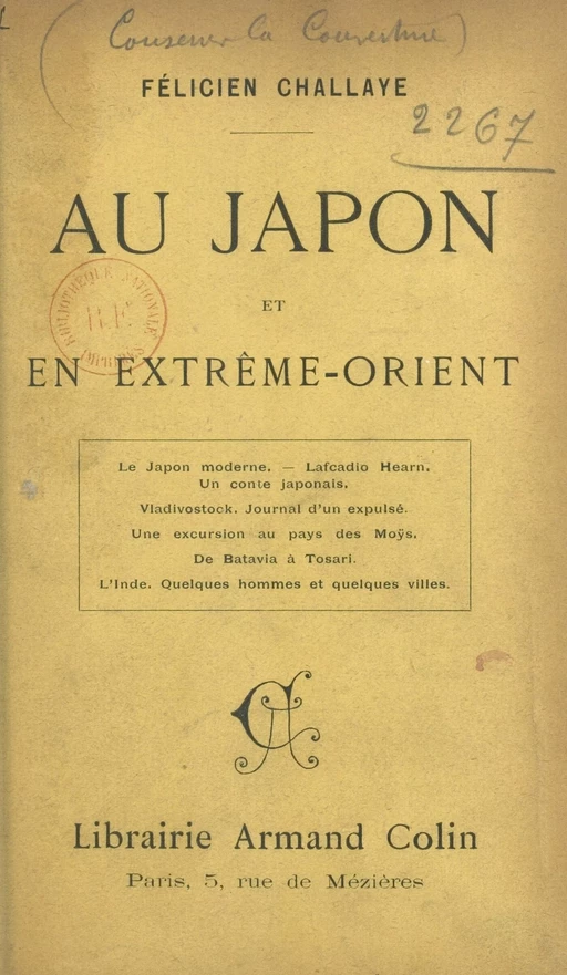 Au Japon et en Extrême-Orient - Félicien Challaye - FeniXX réédition numérique