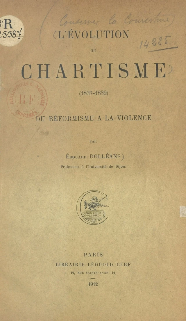 L'évolution du chartisme - Édouard Dolléans - FeniXX réédition numérique