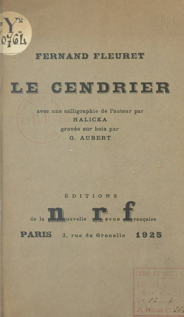 Le cendrier - Fernand Fleuret - FeniXX réédition numérique