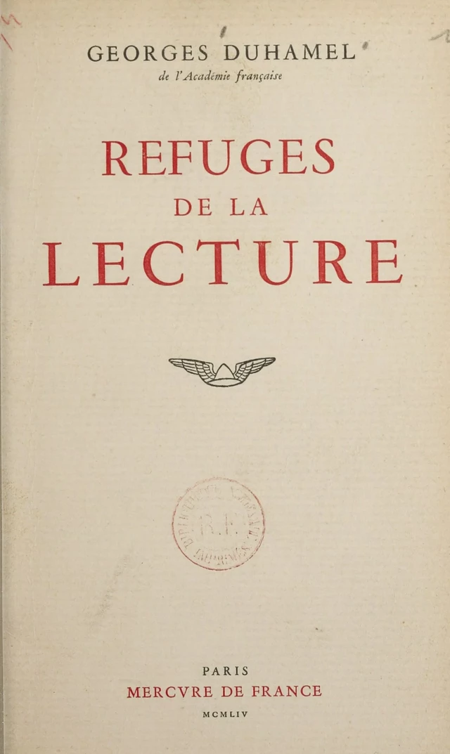 Refuges de la lecture - Georges Duhamel - FeniXX réédition numérique