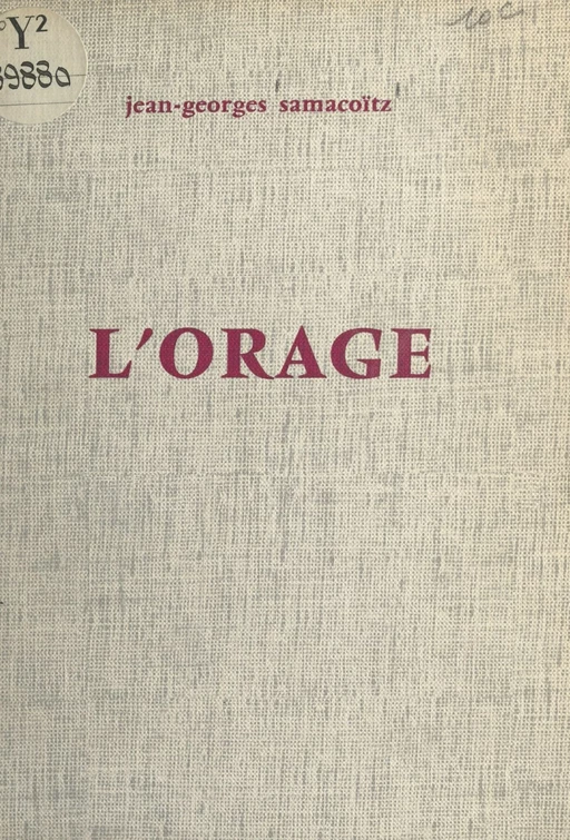 L'orage - Jean-Georges Samacoïtz - FeniXX réédition numérique