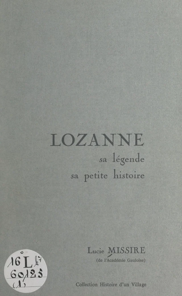 Lozanne (1) - Lucie Missire - FeniXX réédition numérique