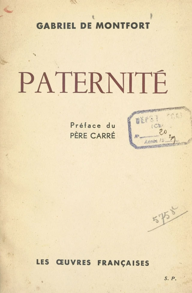 Paternité - Gabriel de Montfort - FeniXX réédition numérique