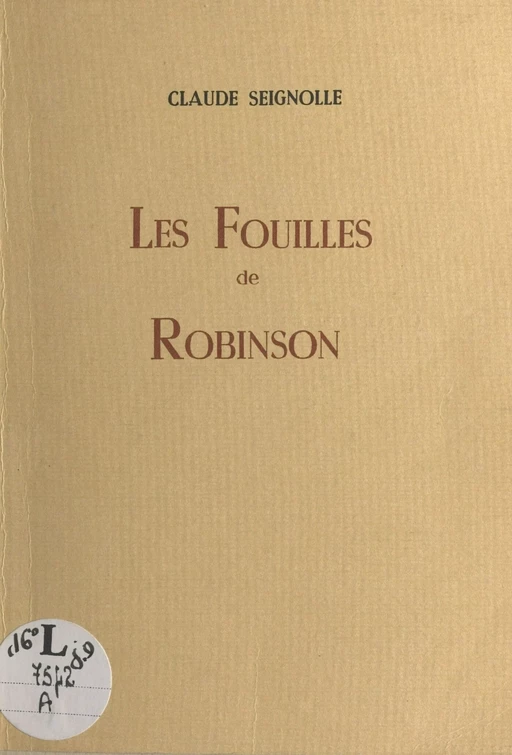 Les fouilles de Robinson - Claude Seignolle - FeniXX réédition numérique