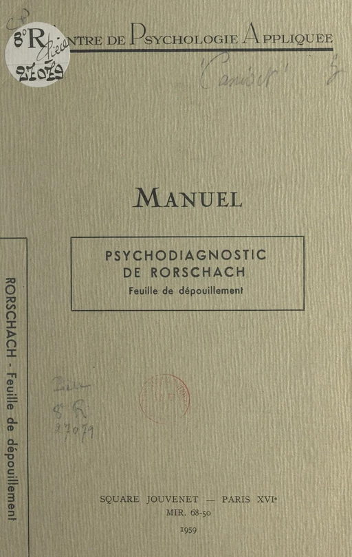 Psychodiagnostic de Rorschach - Nella Canivet - FeniXX réédition numérique