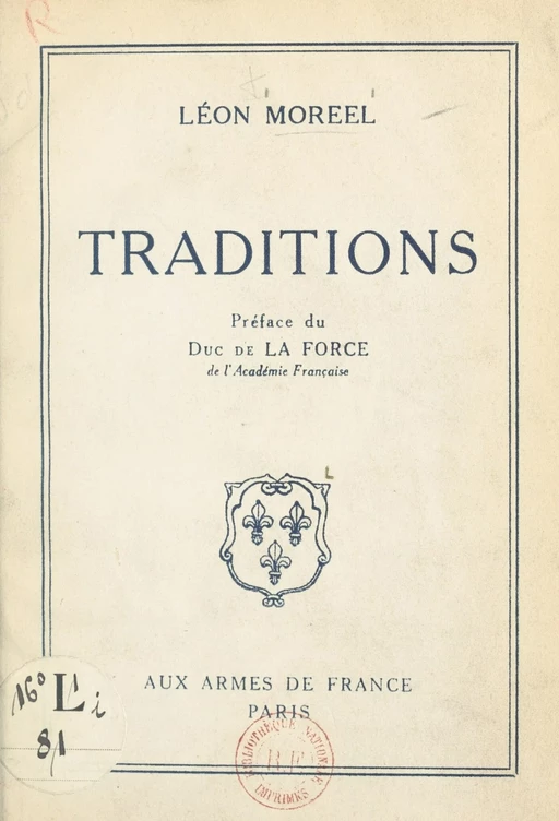 Traditions - Léon Moreel - FeniXX réédition numérique