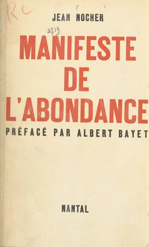 Manifeste de l'abondance - Jean Nocher - FeniXX réédition numérique