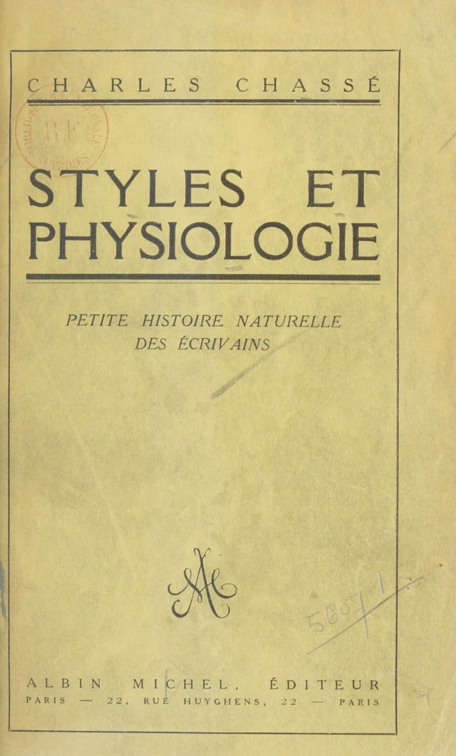 Styles et physiologie - Charles Chassé - FeniXX réédition numérique