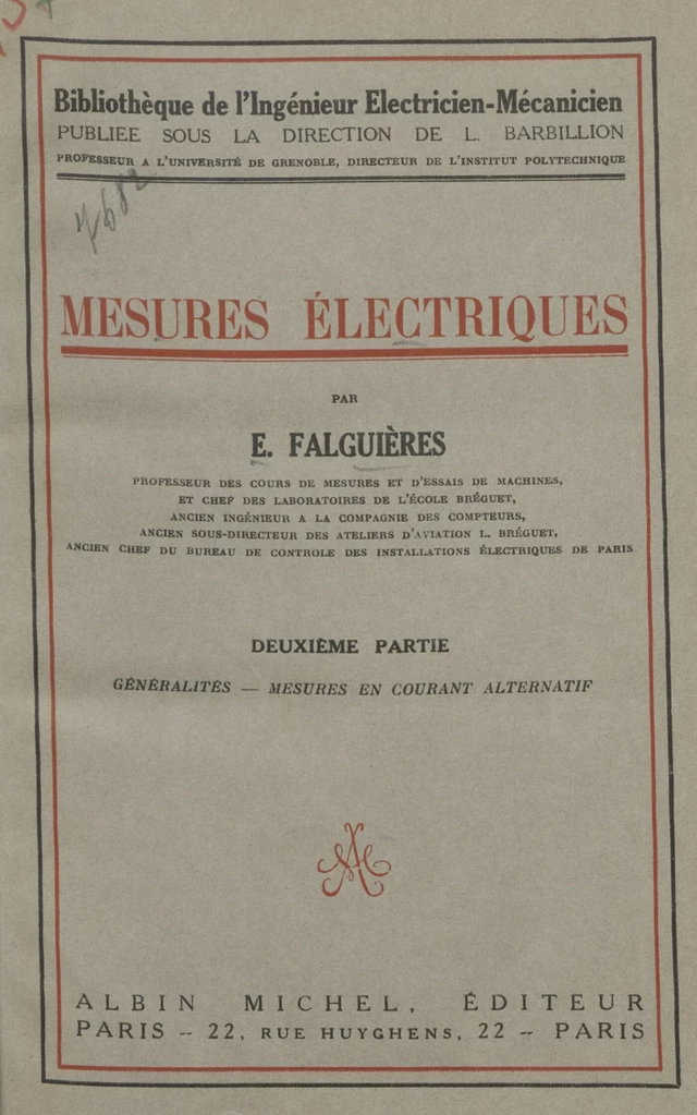 Mesures électriques - E. Falguières - FeniXX réédition numérique