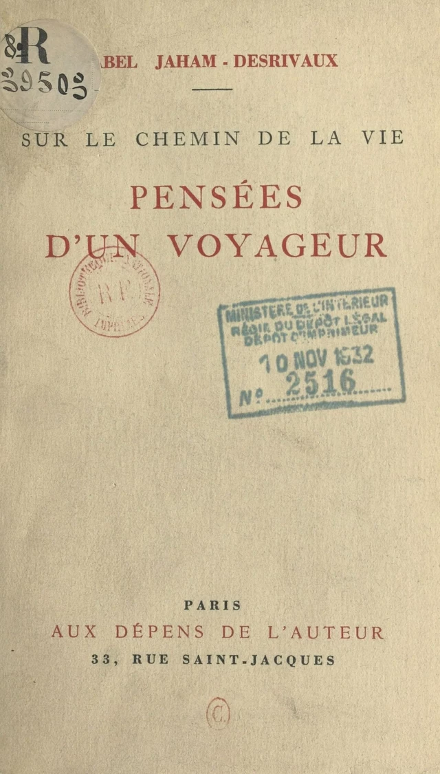 Pensées d'un voyageur - Abel Jaham-Desrivaux - FeniXX réédition numérique