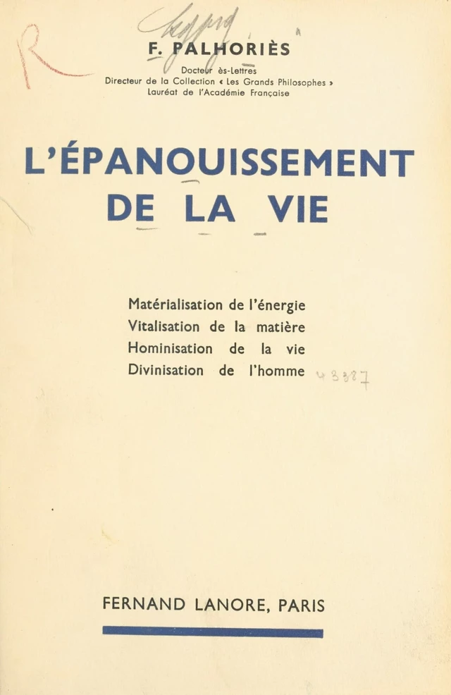 L'épanouissement de la vie - Fortuné Palhoriès - FeniXX réédition numérique