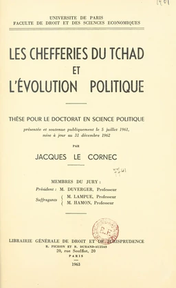 Les chefferies du Tchad et l'évolution politique