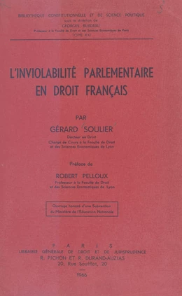 L'inviolabilité parlementaire en droit français