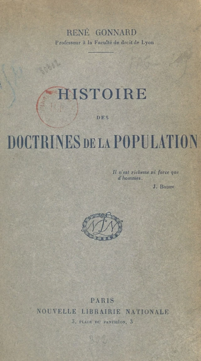 Histoire des doctrines de la population - René Gonnard - FeniXX réédition numérique