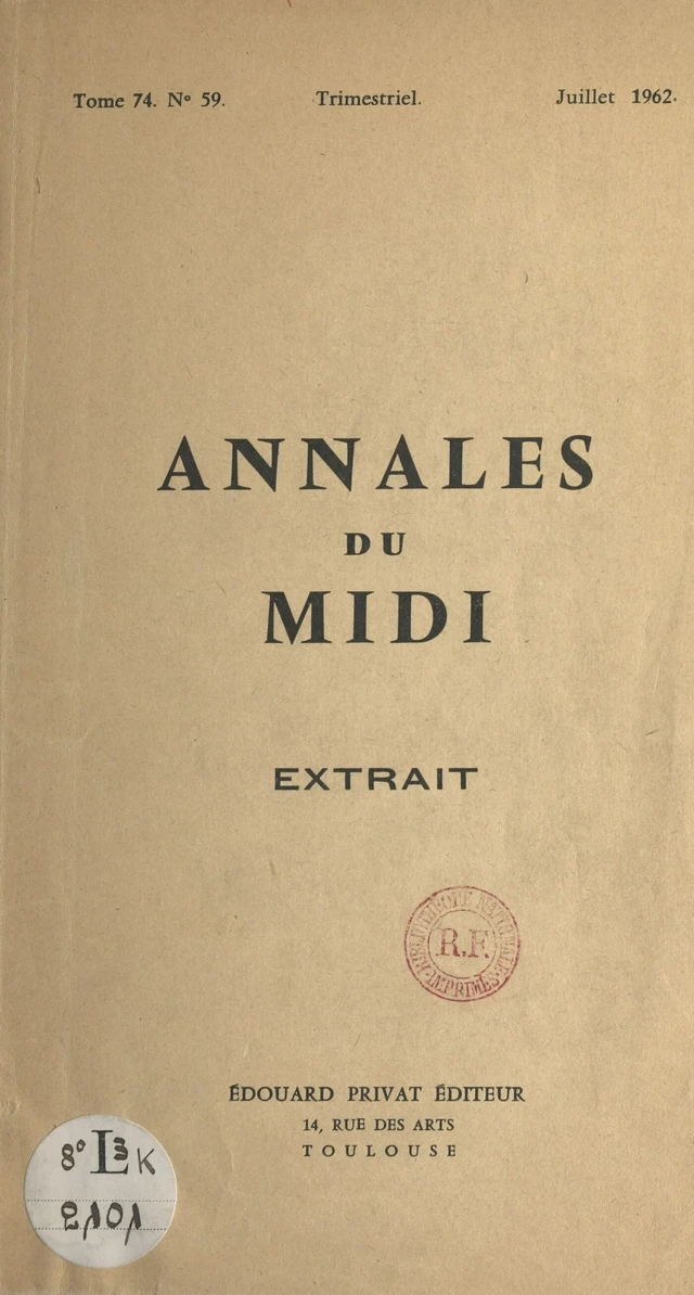 La pratique religieuse dans le diocèse de Toulouse aux XVIe et XVIIe siècles - Georges Baccrabère - FeniXX réédition numérique