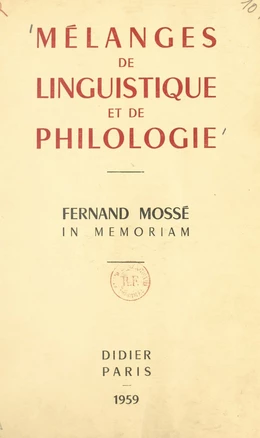 Mélanges de linguistique et de philologie