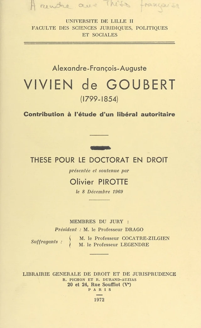 Alexandre-François-Auguste Vivien de Goubert, 1799-1854 - Olivier Pirotte - FeniXX réédition numérique