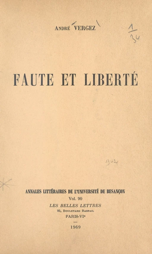 Faute et liberté... - André Vergez - FeniXX réédition numérique