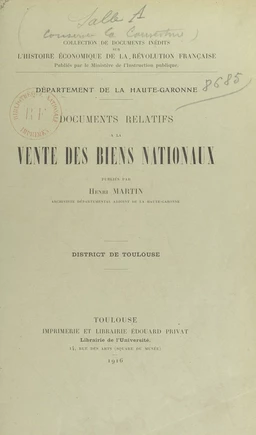 Documents relatifs à la vente des biens nationaux