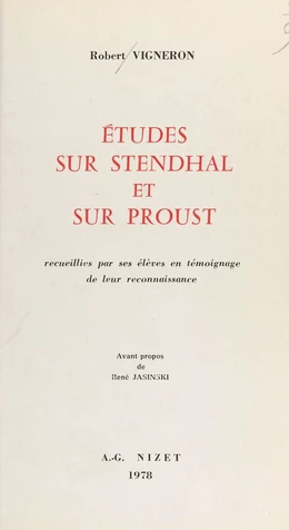 Études sur Stendhal et sur Proust