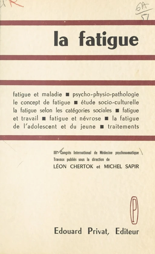 La fatigue -  Collectif - FeniXX réédition numérique