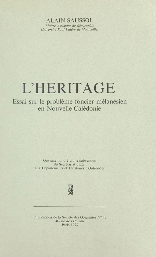 L'héritage - Alain Saussol - FeniXX réédition numérique