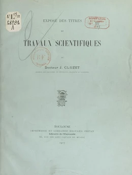 Exposé des titres et travaux scientifiques