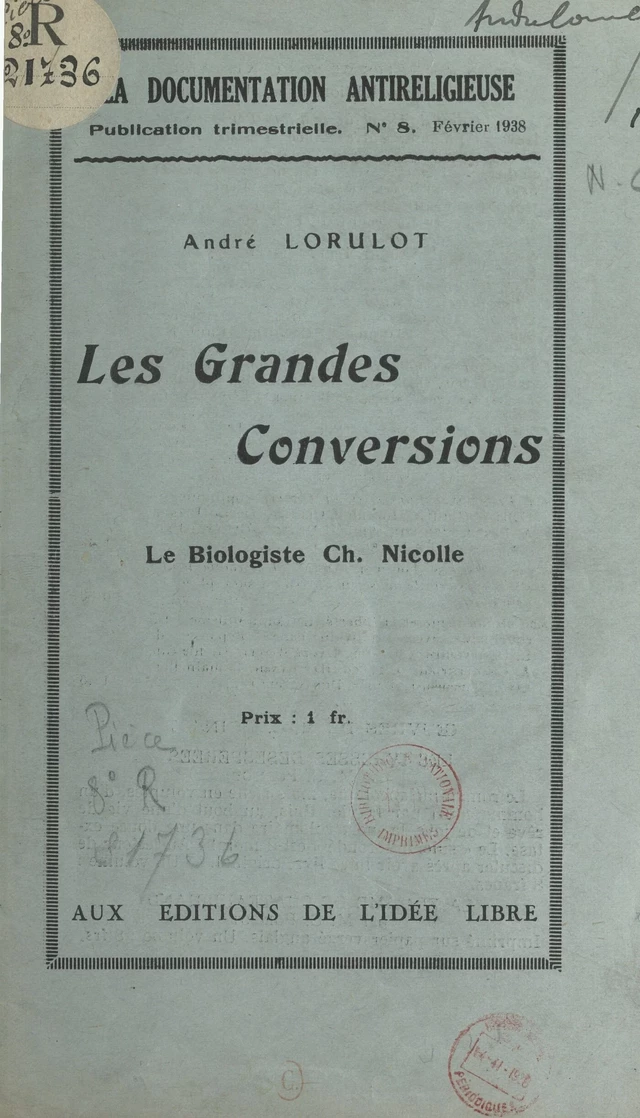 Les grandes conversions - André Lorulot - FeniXX réédition numérique