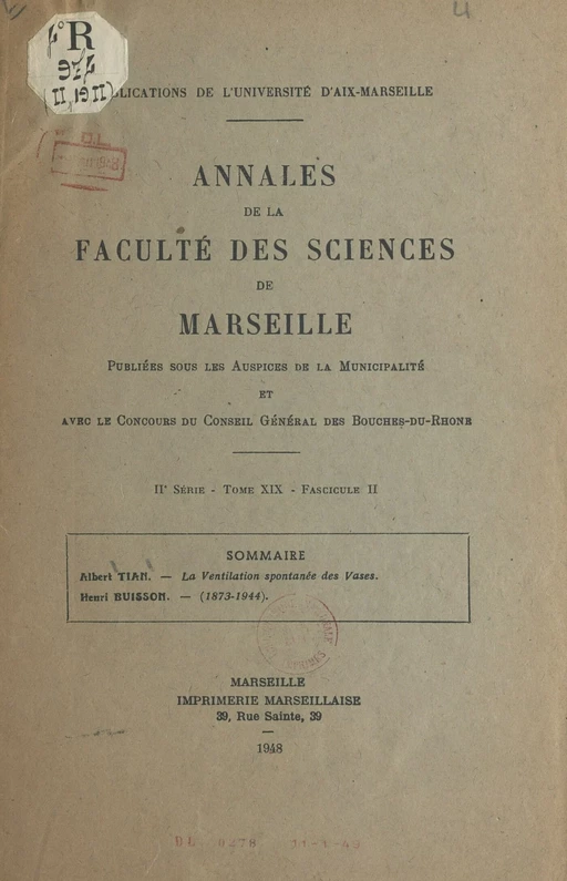 La ventilation spontanée des vases - Pierre Rouard, Albert Tian - FeniXX réédition numérique