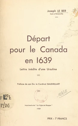 Départ pour le Canada en 1639