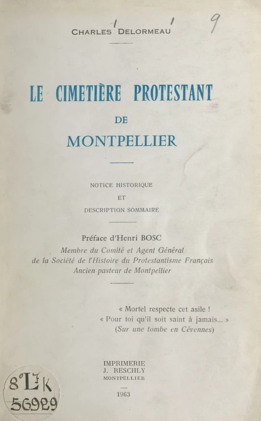 Le cimetière protestant de Montpellier - Charles Delormeau - FeniXX réédition numérique