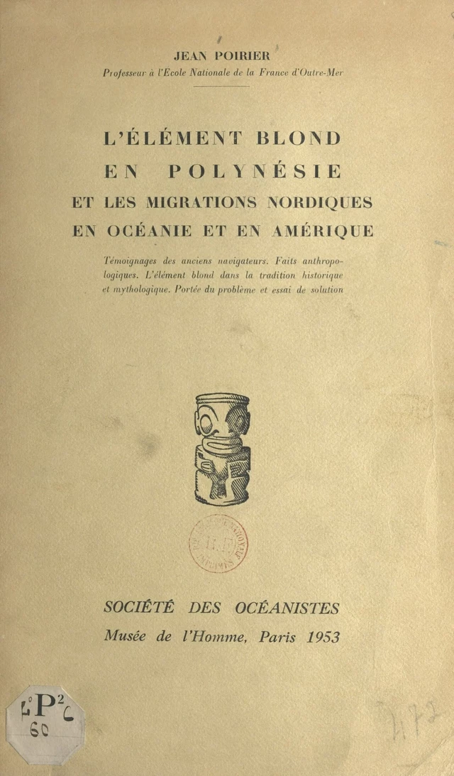 L'élément blond en Polynésie et les migrations nordiques en Océanie et en Amérique - Jean Poirier - FeniXX réédition numérique