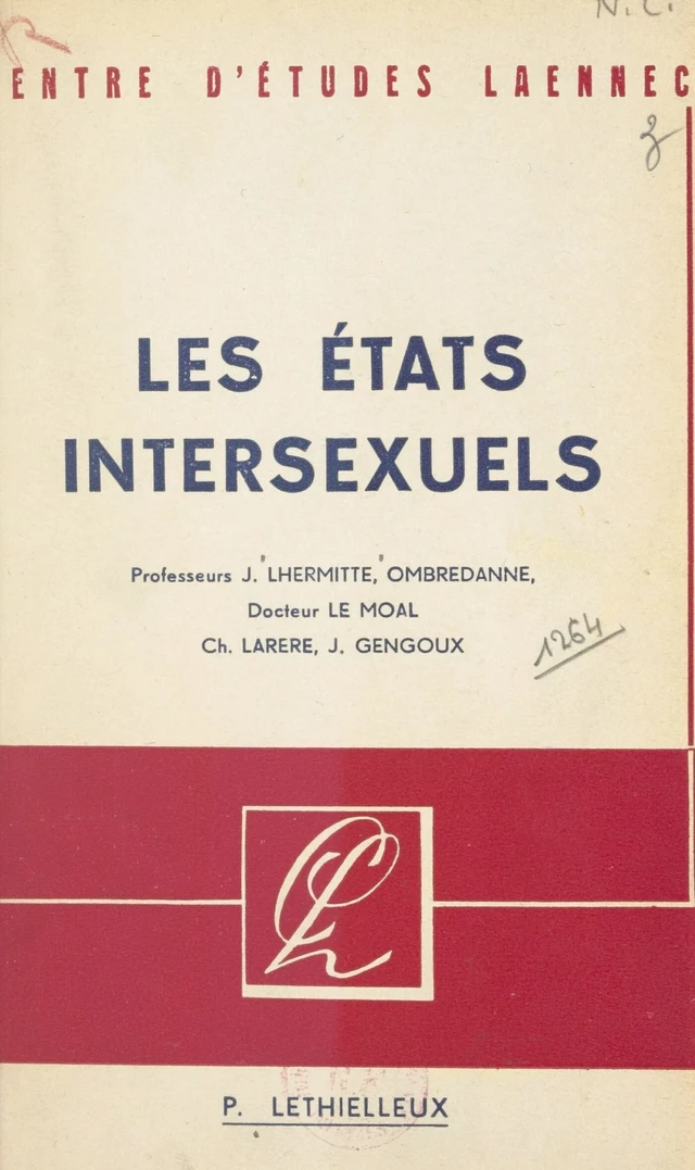 Les états intersexuels - Jacques Gengoux, Charles Larère, Georges Le Moal - FeniXX réédition numérique