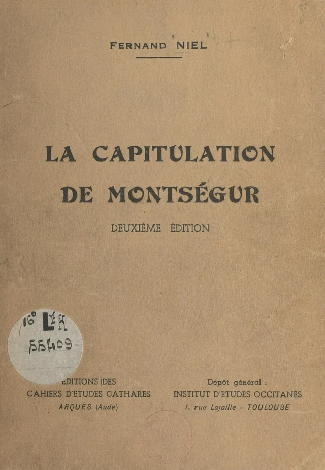 La capitulation de Montségur - Ferdinand Niel - FeniXX réédition numérique