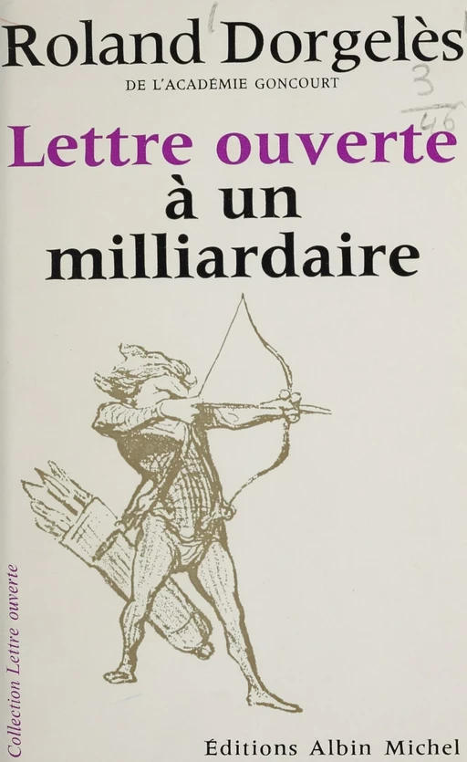 Lettre ouverte à un milliardaire - Roland Dorgelès - FeniXX réédition numérique