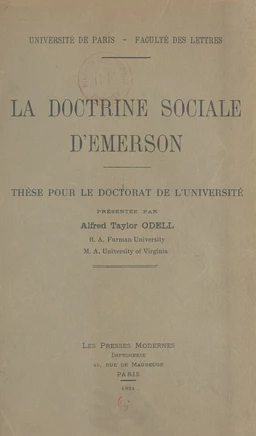 La doctrine sociale d'Emerson