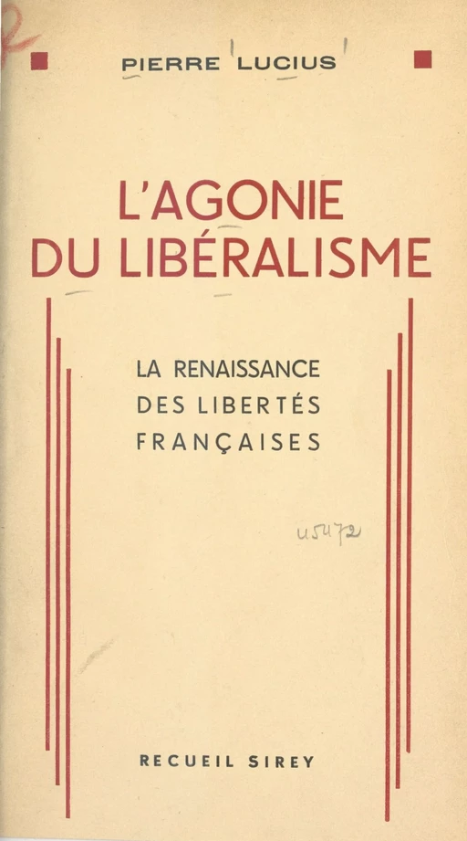 L'agonie du libéralisme - Pierre Lucius - FeniXX réédition numérique