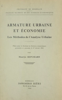 Armature urbaine et économie