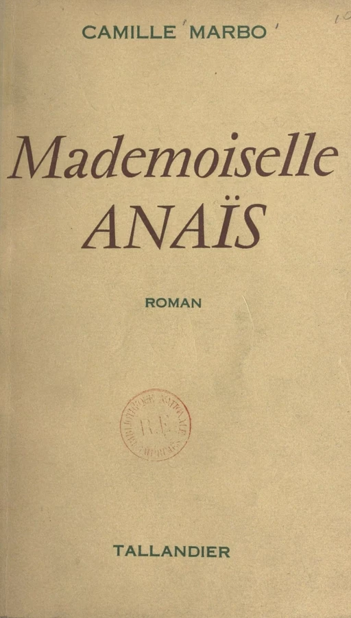 Mademoiselle Anaïs - Camille Marbo - FeniXX réédition numérique