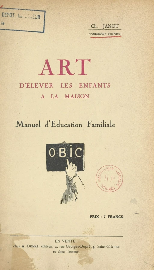 Art d'élever les enfants à la maison - F. Janot - FeniXX réédition numérique