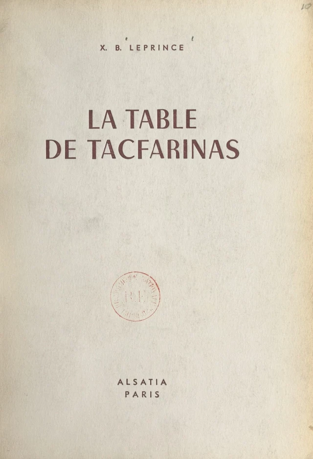 La table de Tacfarinas - X.-B. Leprince - FeniXX réédition numérique