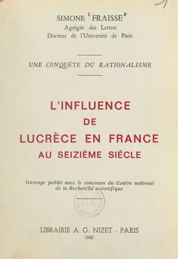 L'influence de Lucrèce en France au seizième siècle