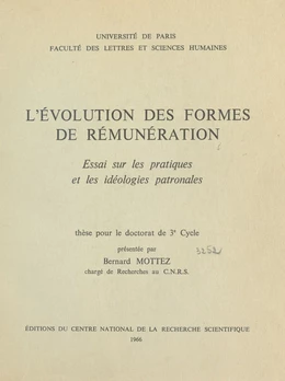 L'évolution des formes de rémunérations