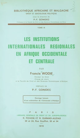 Les institutions internationales régionales en Afrique occidentale et centrale