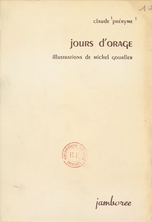 Jours d'orage - Claude Préryme - FeniXX réédition numérique