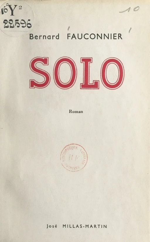 Solo - Bernard Fauconnier - FeniXX réédition numérique