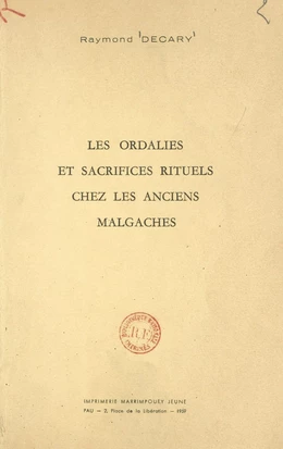 Les ordalies et sacrifices rituels chez les anciens Malgaches