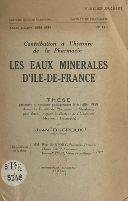 Les eaux minérales d'Île-de-France