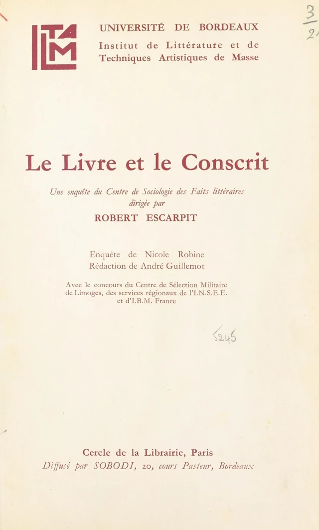 Le livre et le conscrit - André Guillemot, Nicole Robine - FeniXX réédition numérique