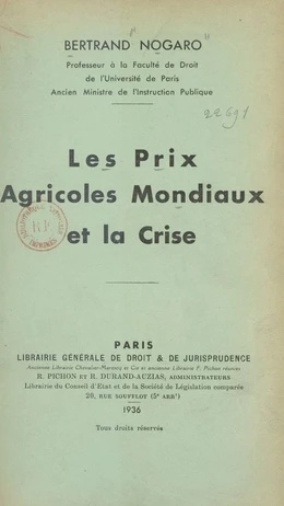 Les prix agricoles mondiaux et la crise